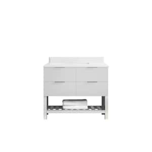 Catalina 42 in. W x 22 in. D x 36 in. H Single Sink Bath Vanity in White with 1.5 in. White Qt. Top