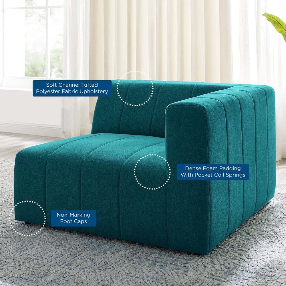 Bartlett Teal Upholstered Fabric Right-Arm Lounge Chair