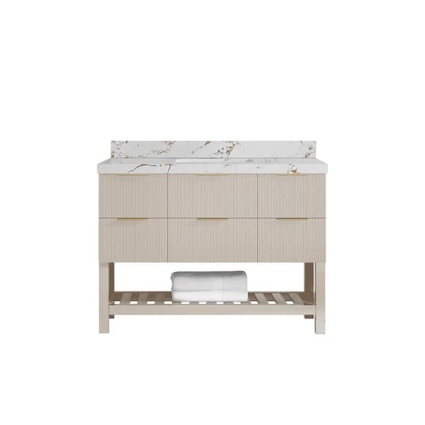 Willow Collections Catalina 48 in. Single Sink Freestanding Fine Grain Bath Vanity with Viola Brown Qt. Top Unassembled