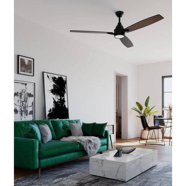 Gaze 60 in. Indoor Integrated LED Black Modern Ceiling Fan with Remote for Living Room and Bedroom
