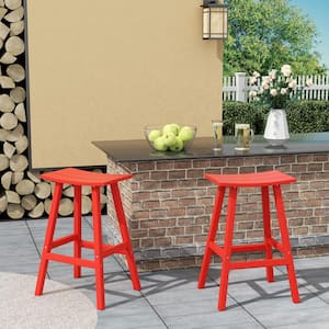 Franklin Red 29 in. Plastic Outdoor Bar Stool (Set of 2)