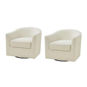 Catalina Ivory Contemporary Upholstered Swivel Barrel Chair (Set of 2)