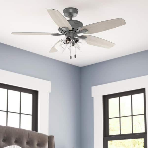 Channing 52 in. Hunter Express Indoor Matte Silver Ceiling Fan with Light Kit Included