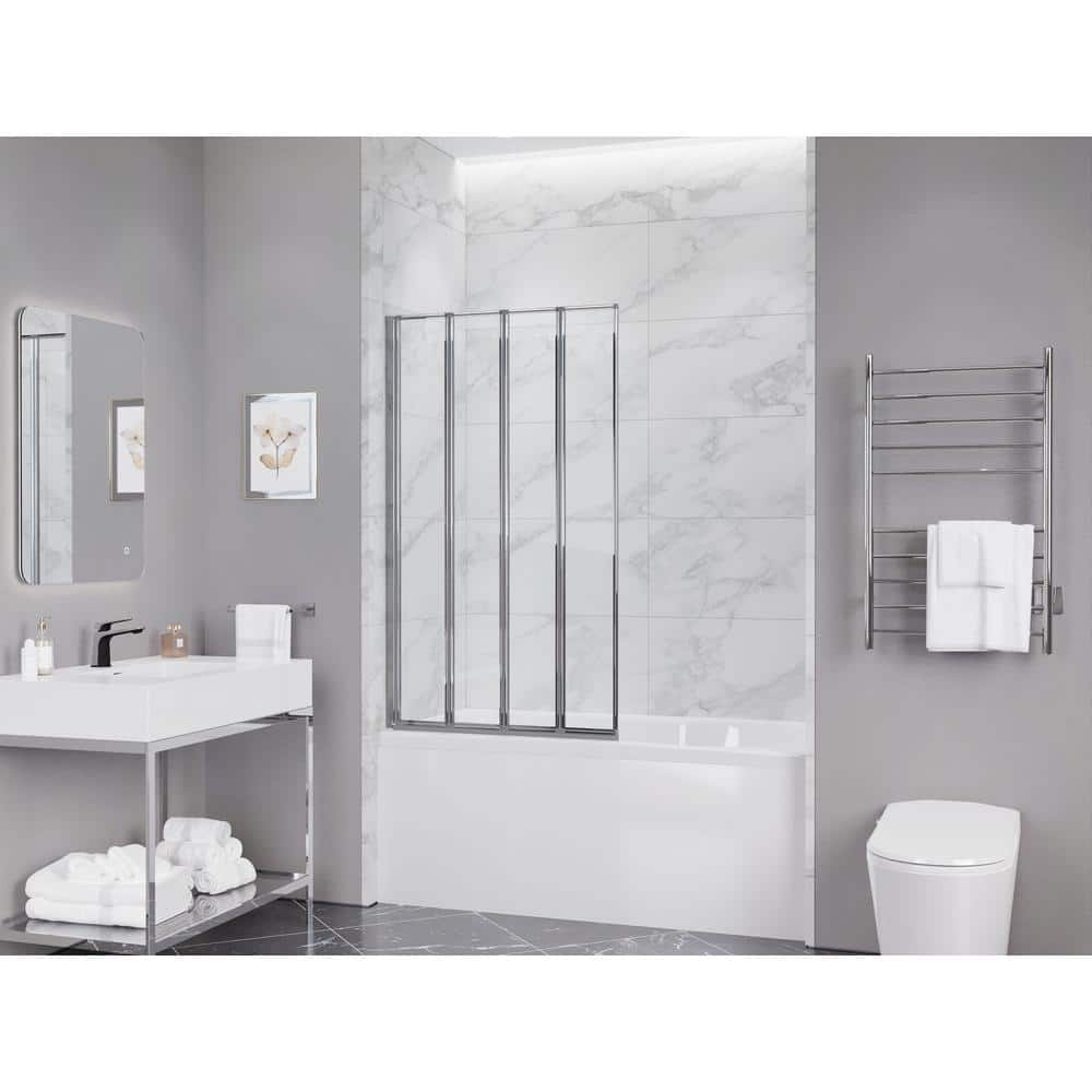 ANZZI Accordion Style 33 in. W x 56 in. H Sliding Framed Tub Door