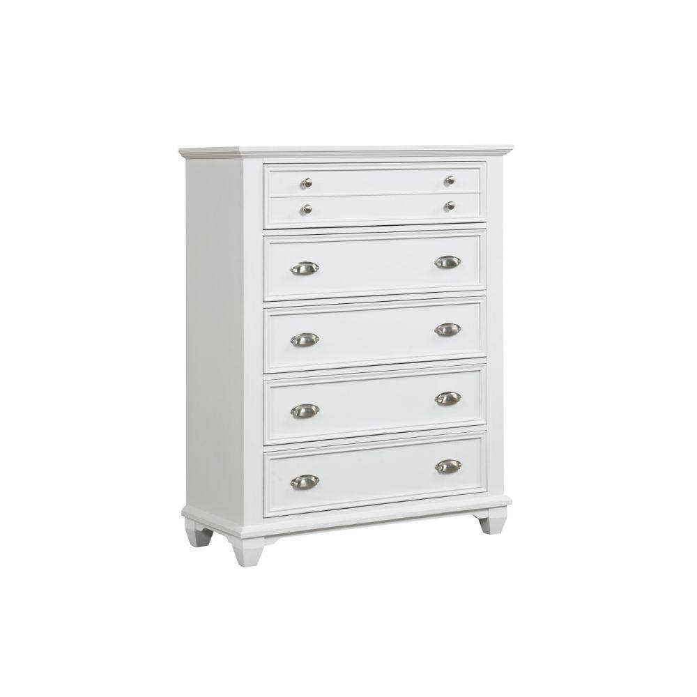 Benjara 41.89 in. White 5-Drawer Wooden Dresser Without Mirror BM304793 ...