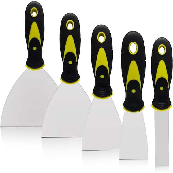KIWDZFU Putty Knife Set 1 2 3 4 5 x 8IN Stainless Steel Paint Scraper Drywall Tools No Rust for Home Improvement