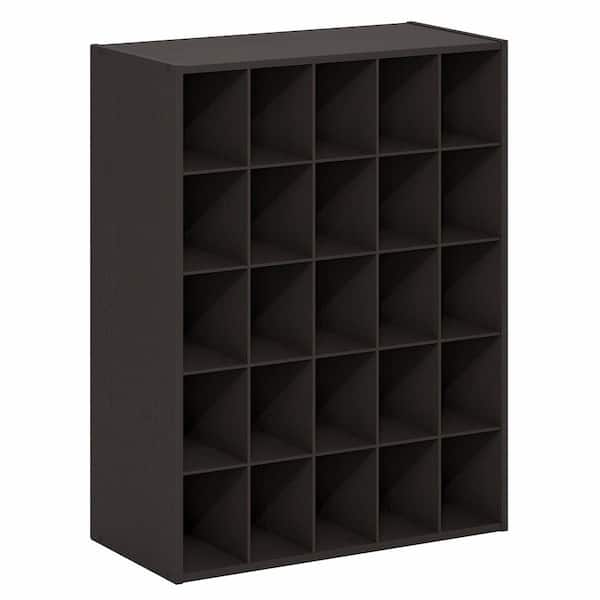 31.5 in. H 12-Pair Black Dark Oak Wood Shoe Rack