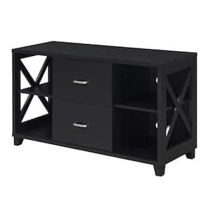 Oxford 47 in. Black MDF TV Stand with Shelves for TVs Up to 55 in.