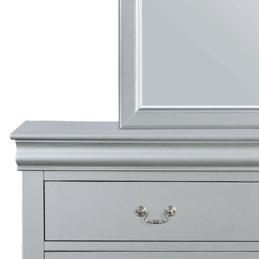 Elegant Platinum Finish Louis Philippe III Full-Length Dresser Mirror