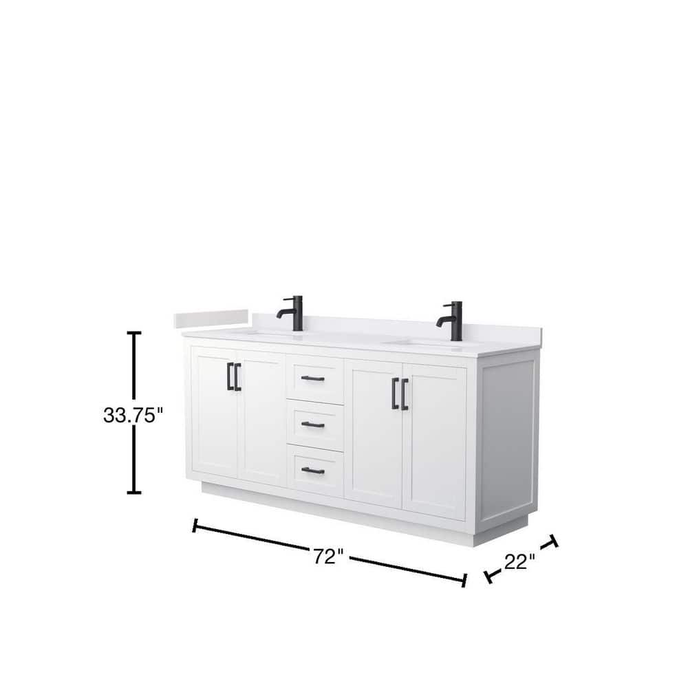 Miranda 72'' White Double Freestanding Bathroom Vanity with Cultured Marble Top