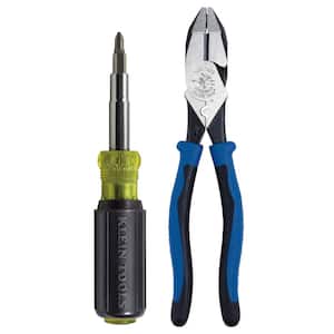 9 in. Journeyman Heavy-Duty Side Cutting Crimping Pliers and Multi-Bit Screwdriver Tool Set