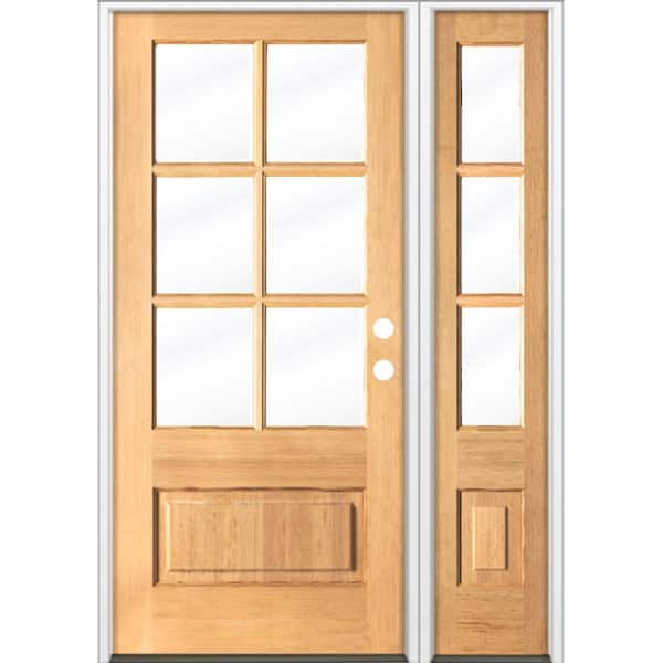 50 in. x 80 in. Farmhouse 3/4 Lite Clear Glass Clear Stain Left-Hand/Inswing Hemlock Prehung Front Door w/ RSL