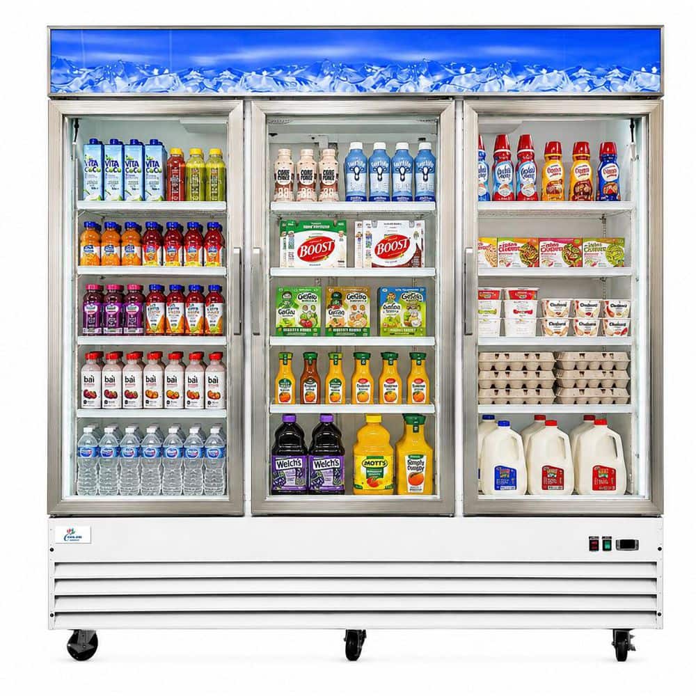 78 in. 58 cu. ft. NSF Commercial 3-Glass Door Merchandiser Display Refrigerator in White