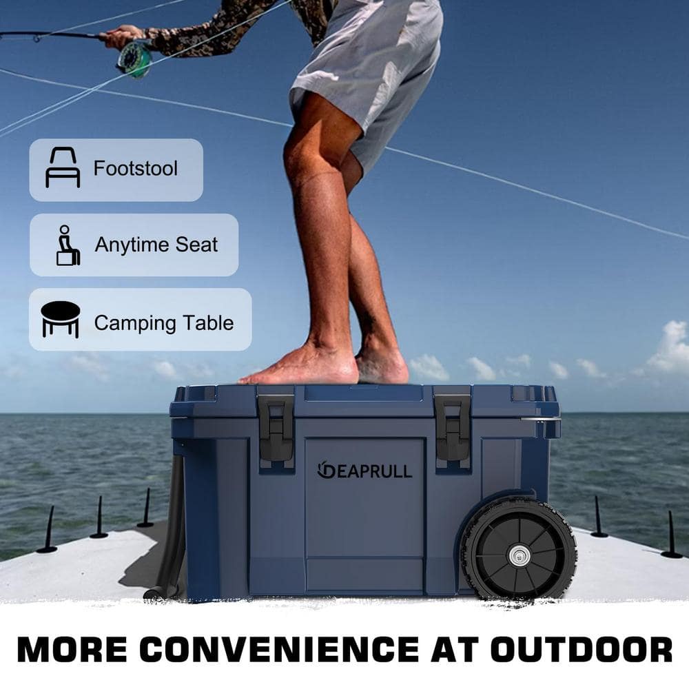 Blue 55 qt. Heavy-Duty Portable Chest Cooler with Wheels and Handle