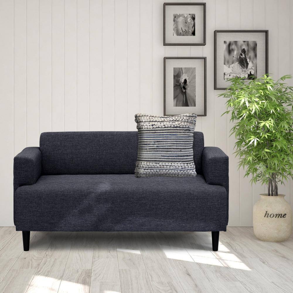 Navy and Ivory Textured Square Throw Pillow 18"