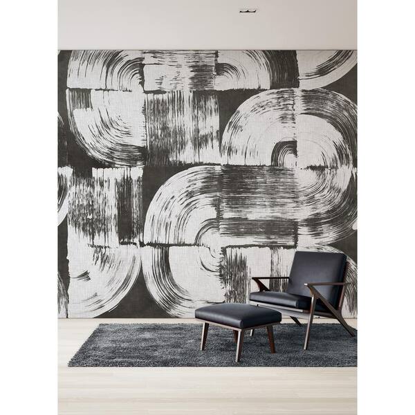 REMIX WALLS Brushstrokes Charcoal Grey Black Abstract Wall Mural