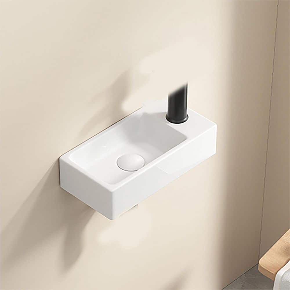 14.17 in. x 7.09 in. Wall Mounted Bathroom Sink in Milk White Ceramic price history on PriceWatchPro