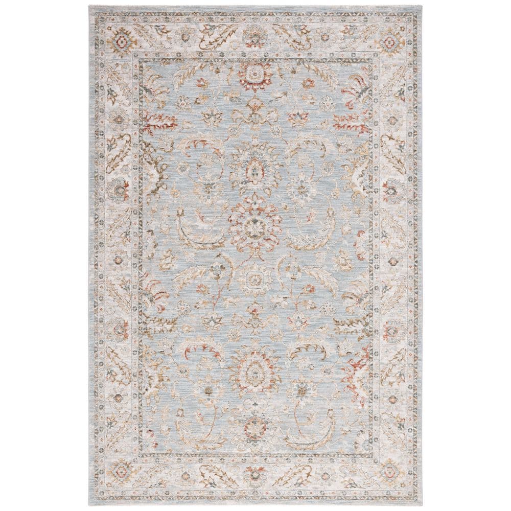 Regal Blue Persian-Inspired 9' x 12' Wool Blend Area Rug