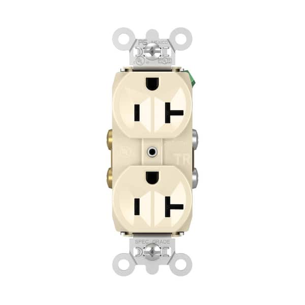 Legrand Pass and Seymour 20 Amp 125-Volt Tamper Resistant Commercial Grade Backwire Duplex Outlet, Light Almond