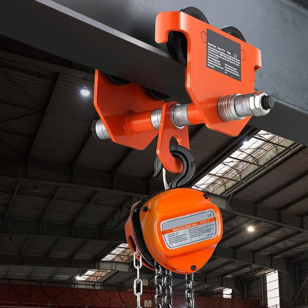 Manual Trolley, 1100 lbs. /0.5 Ton Load Capacity, Push Beam Trolley with Dual Wheels, Adjustable for Width 2.5 to 8 in.