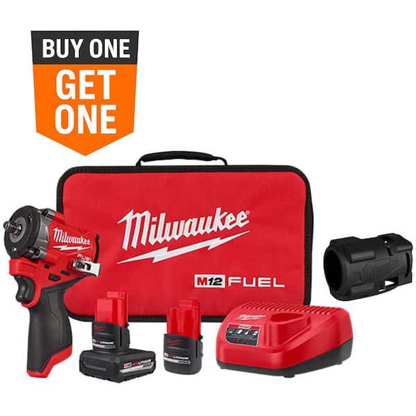 M12 FUEL 12V Li-Ion Brushless Cordless Stubby 3/8 in. Impact Wrench Kit w/(2) High Output Batteries & Boot