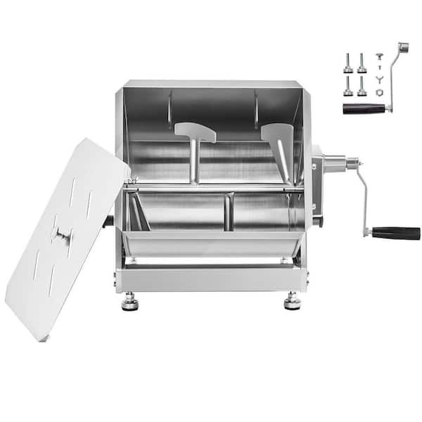 Stainless Steel 60L Tilt Tank 60LBS Manual Meat Mixer with Lid Handle Gear Reducer