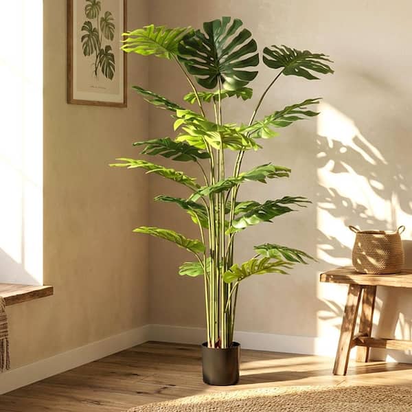 Faux 5.9 ft. Artificial Monstera Deliciosa Tree in Pot for Indoor/Outdoor Decor