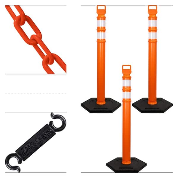 Traffic Orange Delineator and Chain Kit (3PK)