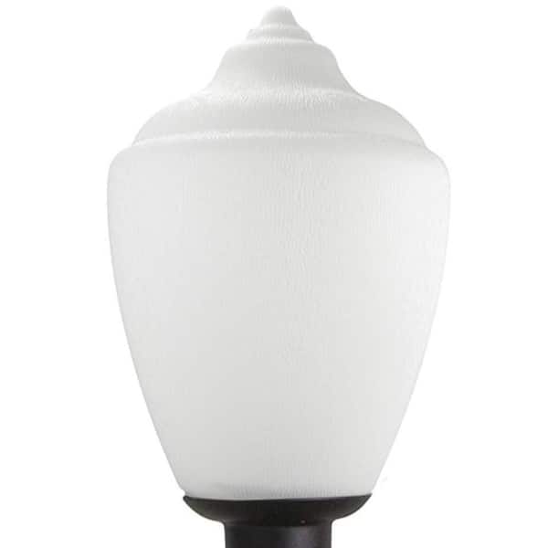 19 in. 1-Light Flame Tip Opal Poly and Black Aluminum Hardwired Weather Resistant Outdoor Post Light with 3000K LED Bulb