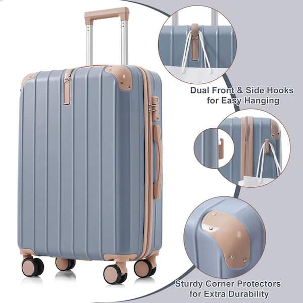 Merax Lightweight Durable 3-Piece Light Blue ABS Plastic Hardshell