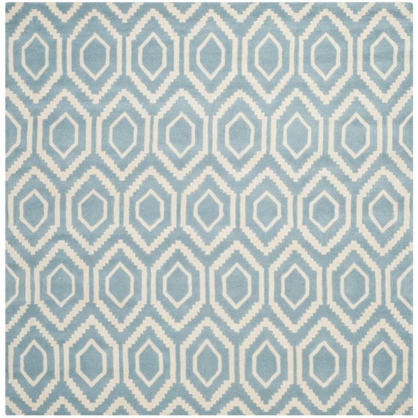 SAFAVIEH Chatham Blue/Ivory 7 ft. x 7 ft. Square Area Rug