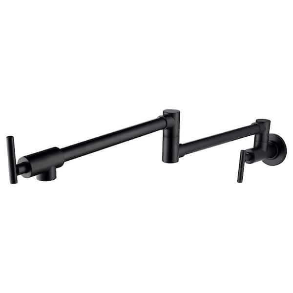 Delta Contemporary Matte Black 2-Handle Wall-Mount Pot Filler Handle Kitchen Faucet Delta Contemporary Matte Black 2-Handle Wall-Mount Pot Filler Handle Kitchen Faucet