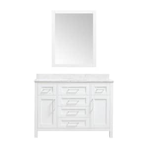 Tahoe 48 in. W x 21 in. D x 34 in. H Single Sink Bath Vanity in White with Carrara Marble Top with Mirror