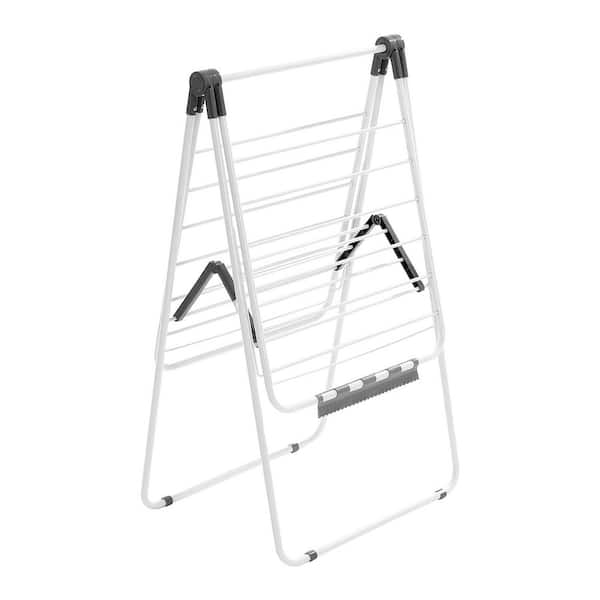 2-Tier Foldable Laundry Dryer Rack with 21 Drying Rods, Sock Clips, Metal Height-Adjustable, White