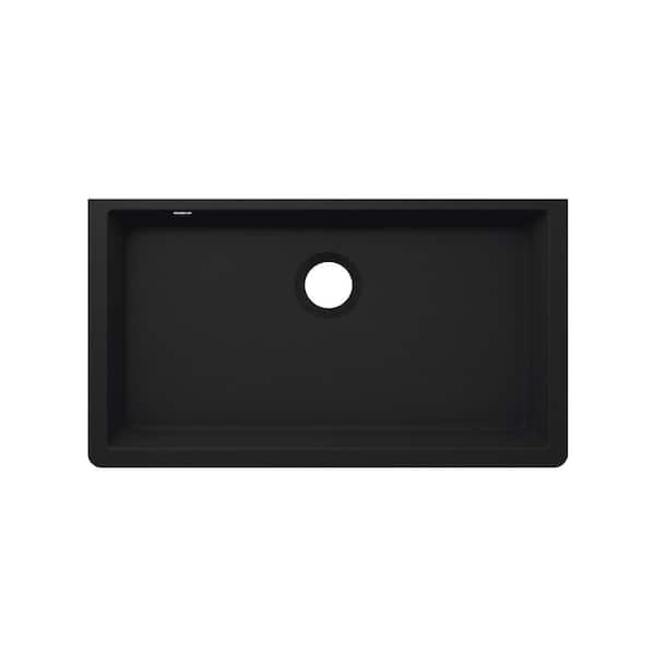 CHESHIRE 33 in. Undermount Single Bowl Quartz Kitchen Sink in Black