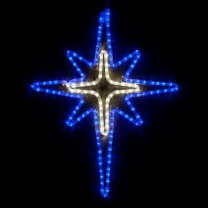 28 in. 149-Light LED Blue and Cool White Bethlehem Star with Cross Center