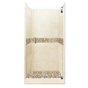 Roma Grand Hinged 42 in. x 42 in. x 80 in. Center Drain Alcove Shower Kit in Desert Sand and Chrome Hardware