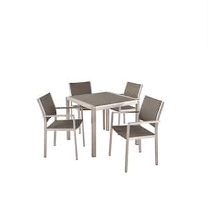 Cape Coral 30 in. Grey 5-Piece Metal Square Patio Outdoor Dining Set