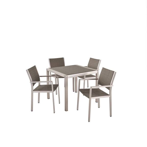 Noble House Cape Coral 30 in. Grey 5-Piece Metal Square Outdoor Dining Set