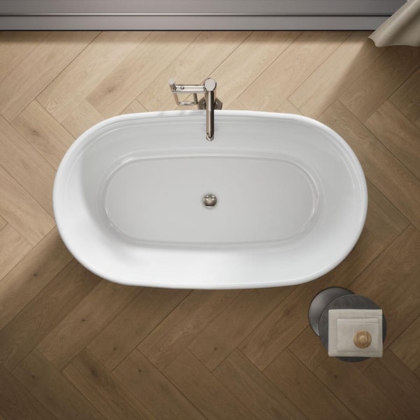Memoirs 60 in. x 34 in. Soaking Bathtub with Center Drain in White