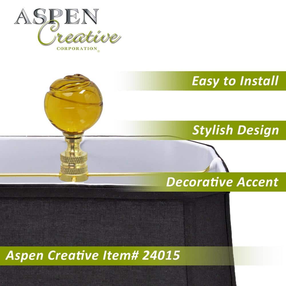 Yellow Glass Ball Lamp Finial with Brass Finish