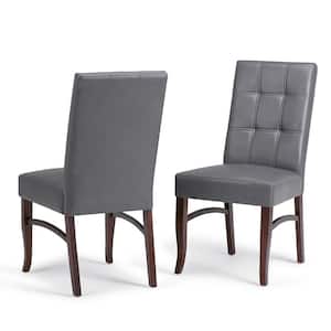 Ezra Contemporary Deluxe Dining Chair (Set of 2) in Stone Grey Faux Leather