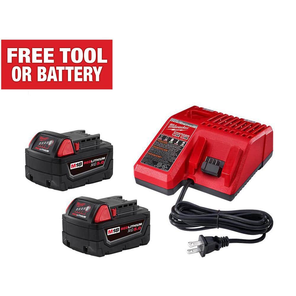 Milwaukee M18 18-Volt Lithium-Ion XC Starter Kit with Two 5.0Ah Batteries and Charger -  48-59-1852B