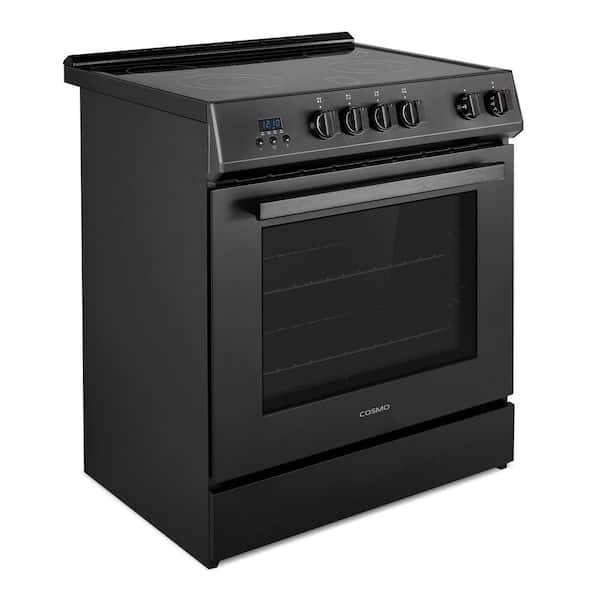 30 in. Stellar Collection 5.0 cu. ft. Electric Range with 4-Burner Glass Cooktop and Convection Oven in Matte Black