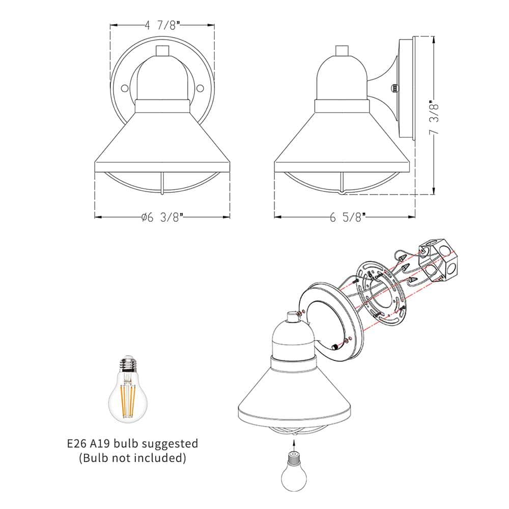 Matte Black Traditional Bell Outdoor Wall Sconce