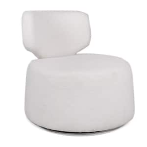 White Modern Accent Armless Swivel Barrel Chair