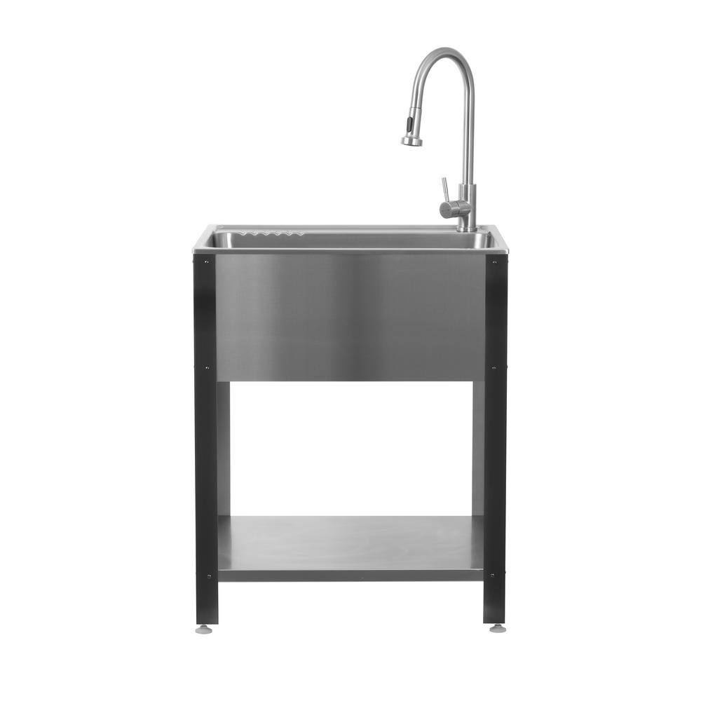 28" Stainless Steel Freestanding Utility Sink with Faucet