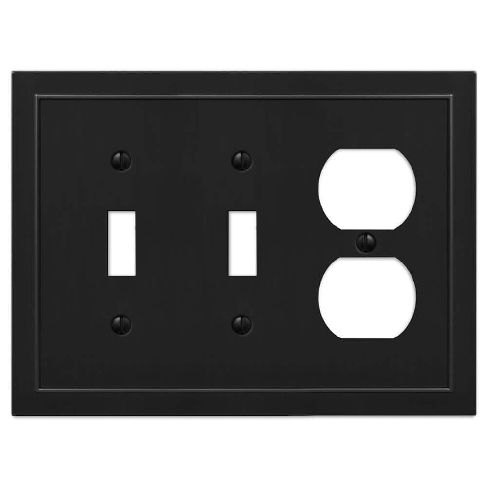 AMERELLE Bethany 3 Gang 2-Toggle and 1-Duplex Metal Wall Plate - Black ...