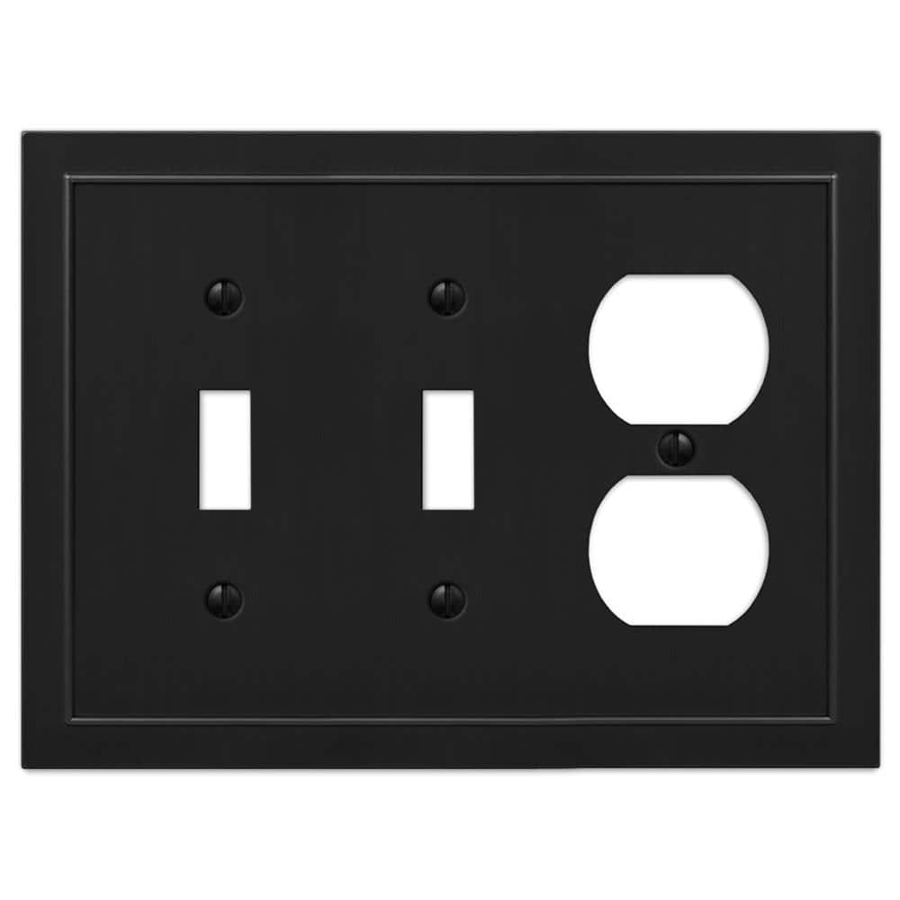 Amerelle 57TTDBK Bethany Wallplate  2 Toggle / 1 Duplex  Cast Metal  Black 1-Pack