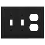 Bethany 3 Gang 2-Toggle and 1-Duplex Metal Wall Plate - Black